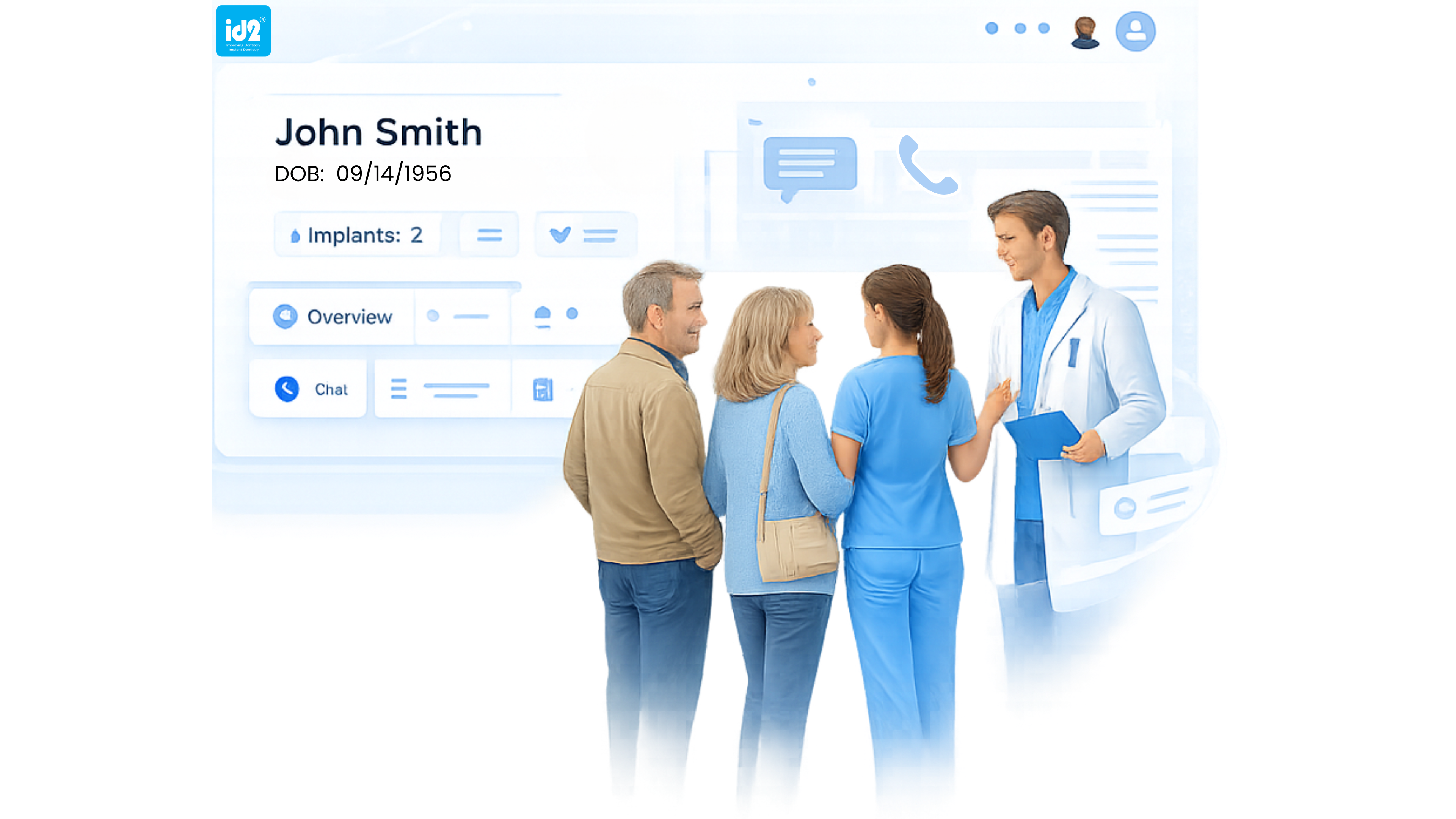 Dental professionals collaborating around a digital implant record